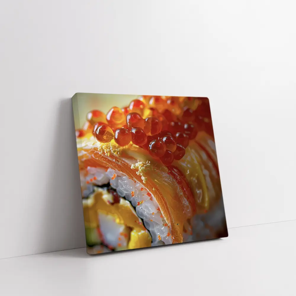 Salmon Sushi Roll With Ikura Roe Closeup – Wall Art