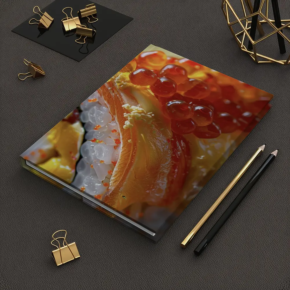 Salmon Sushi Roll With Ikura Roe Closeup – Notebooks