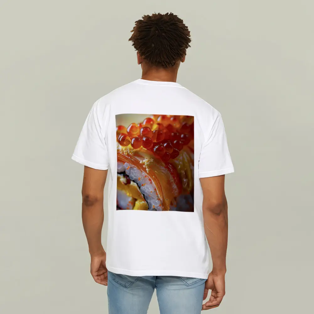 Salmon Sushi Roll With Ikura Roe Closeup – T-Shirts