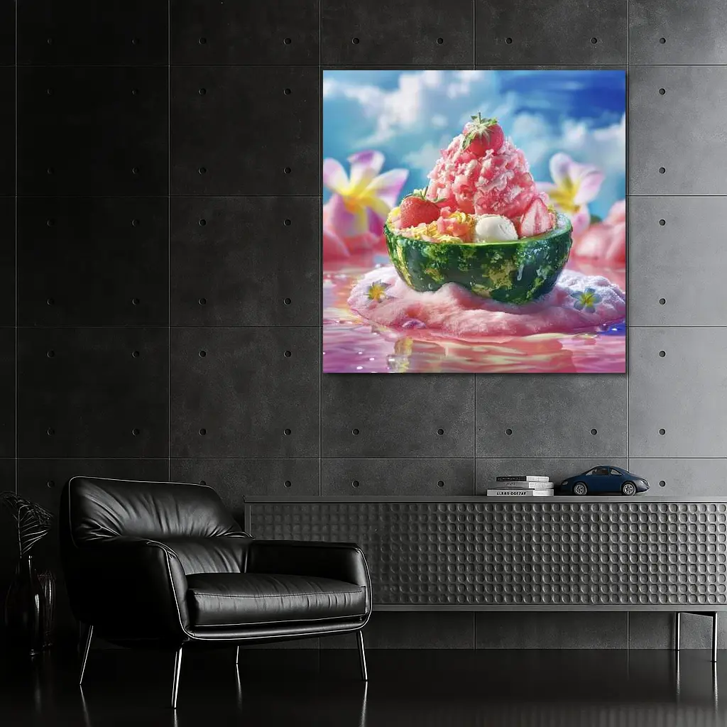 Strawberry Shaved Ice Watermelon Bowl Summer – Wall Art
