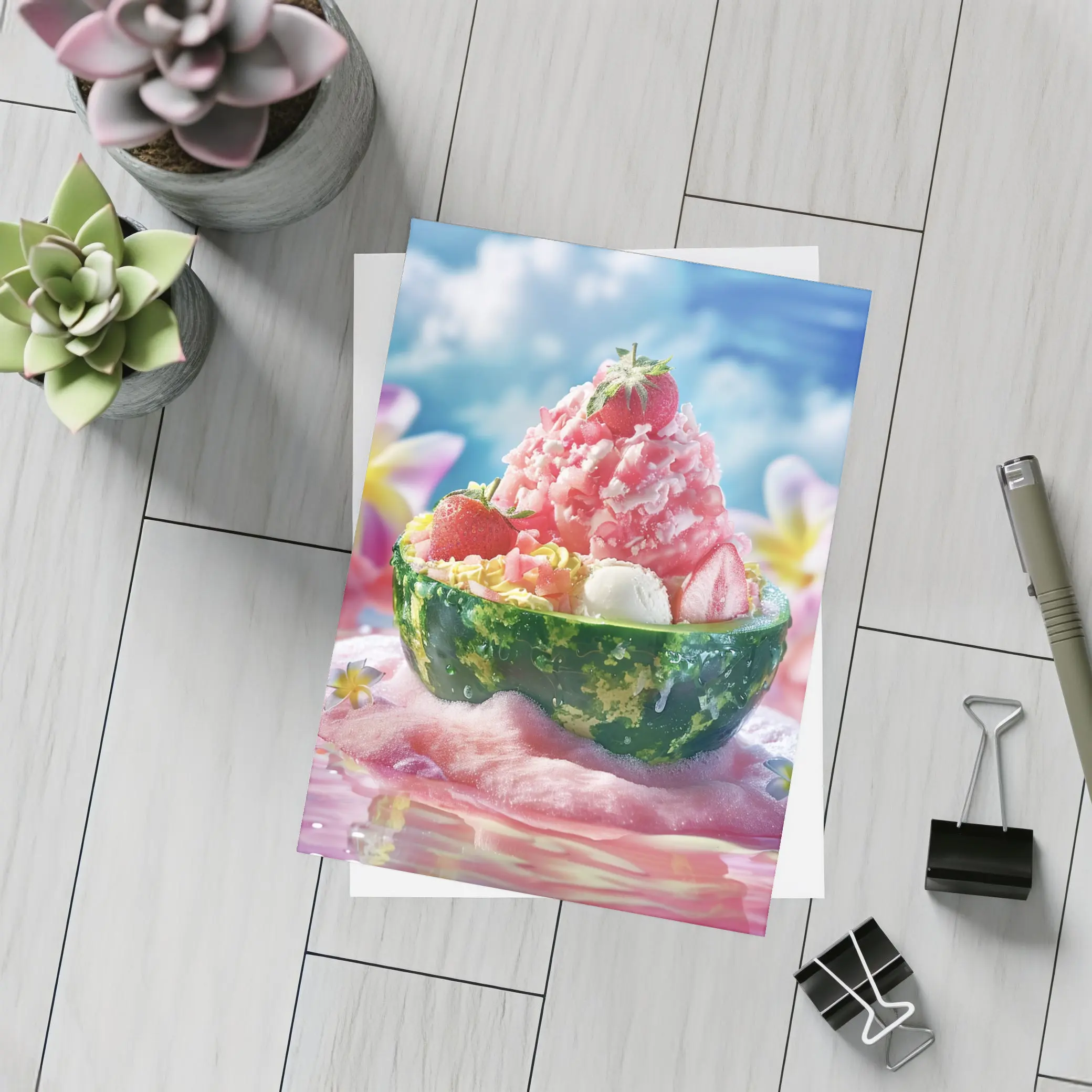 Strawberry Shaved Ice Watermelon Bowl Summer – Postcards