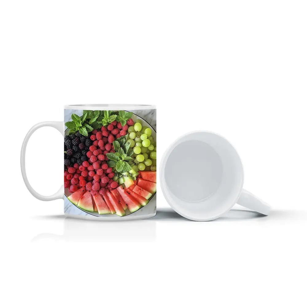 Fresh Fruit Platter on Marble Surface – Mugs