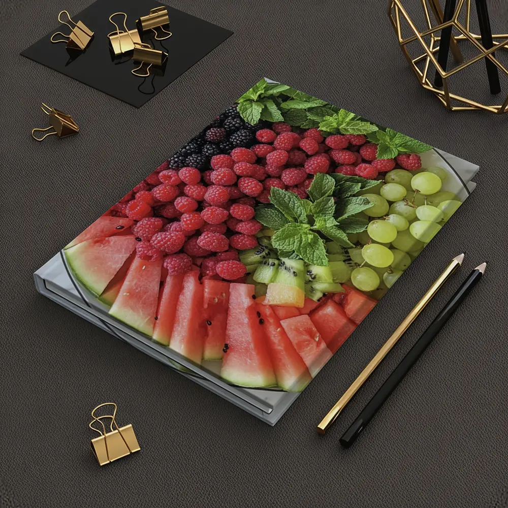 Fresh Fruit Platter on Marble Surface – Notebooks