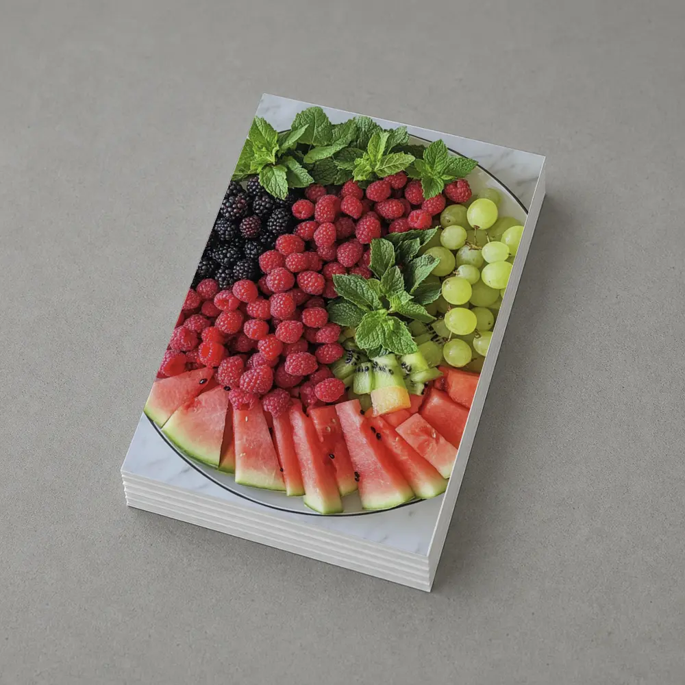 Fresh Fruit Platter on Marble Surface – Postcards