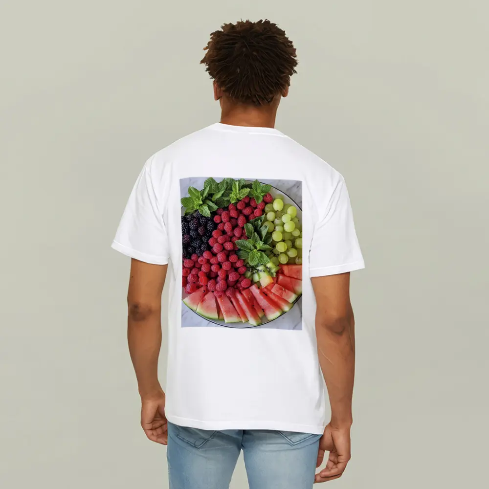 Fresh Fruit Platter on Marble Surface – T-Shirts