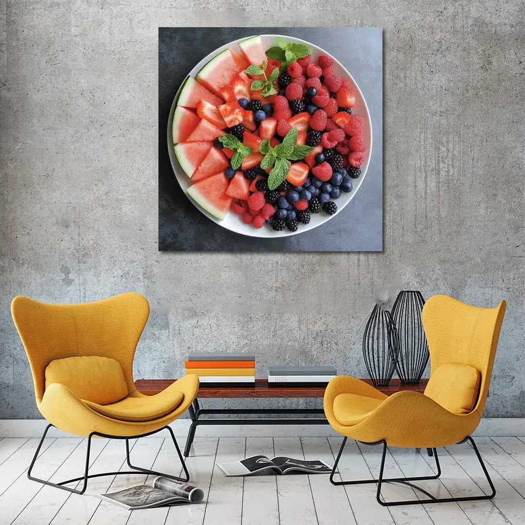 Fresh Summer Fruit Platter With Mint – Wall Art