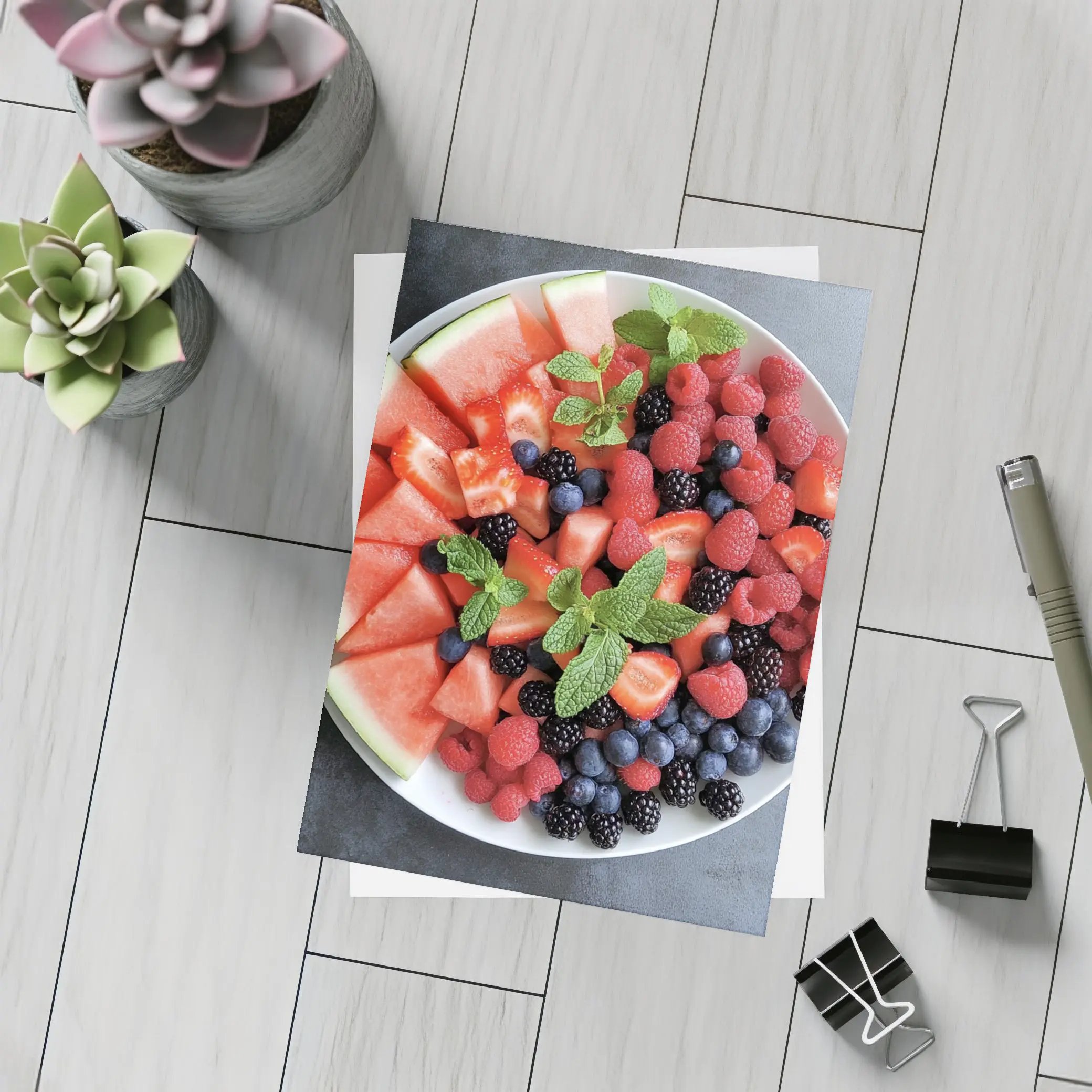 Fresh Summer Fruit Platter With Mint – Postcards