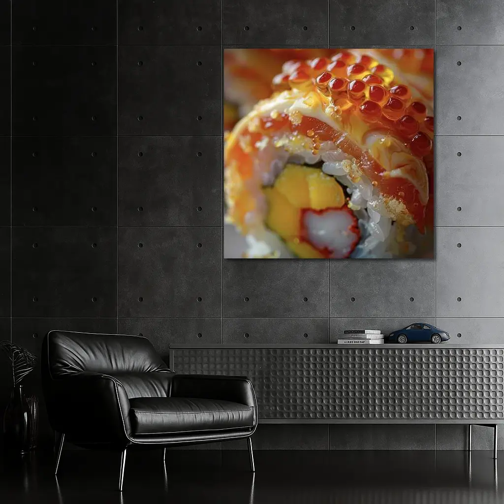 Close Up Sushi Roll With Salmon Roe – Wall Art