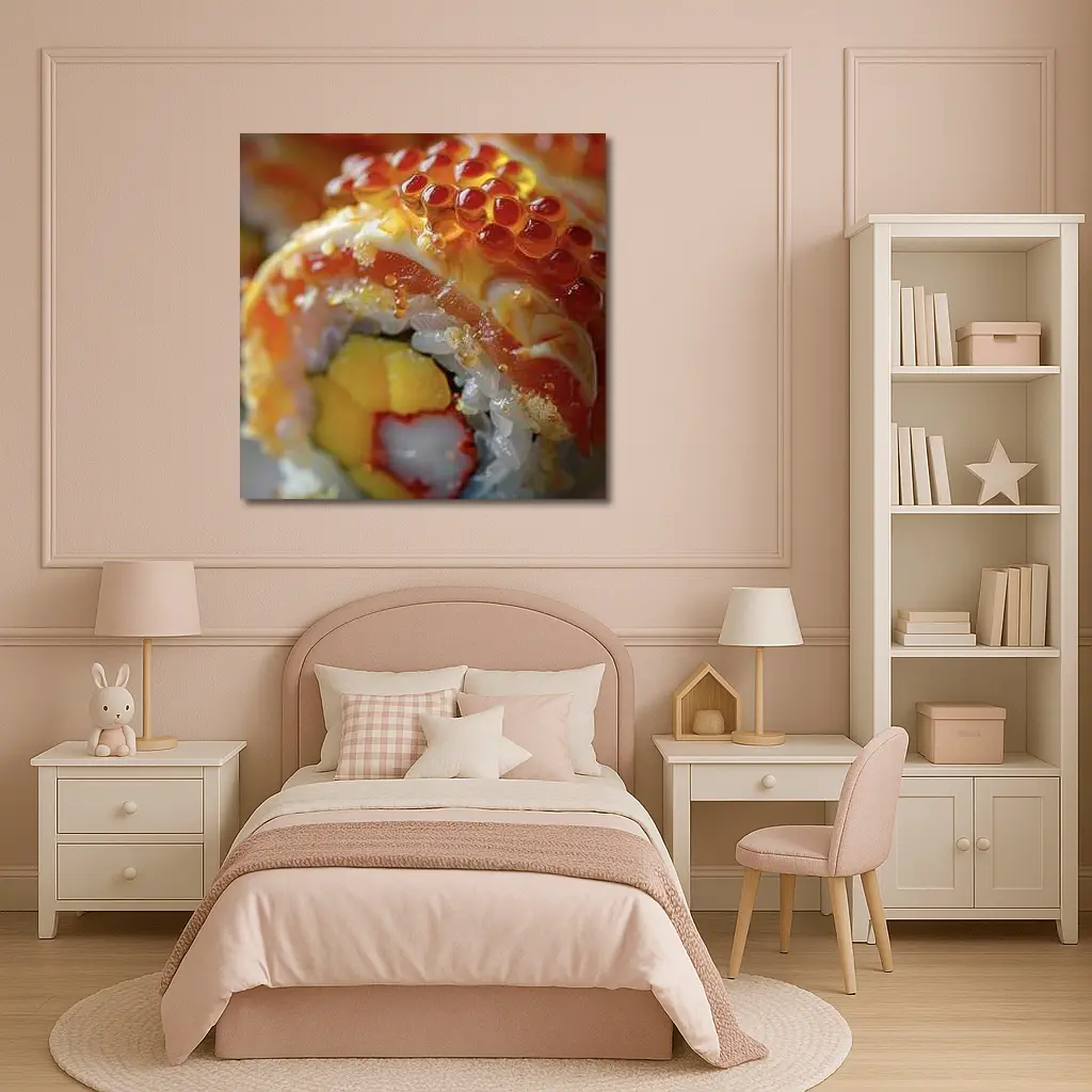 Close Up Sushi Roll With Salmon Roe – Wall Art