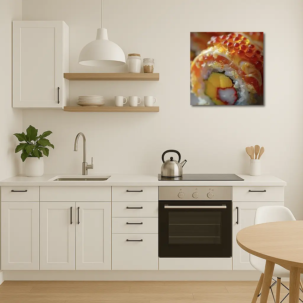 Close Up Sushi Roll With Salmon Roe – Wall Art