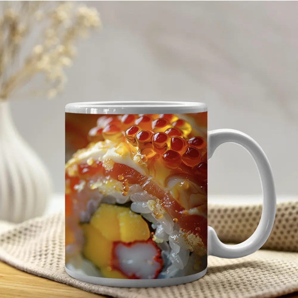 Close Up Sushi Roll With Salmon Roe – Mugs
