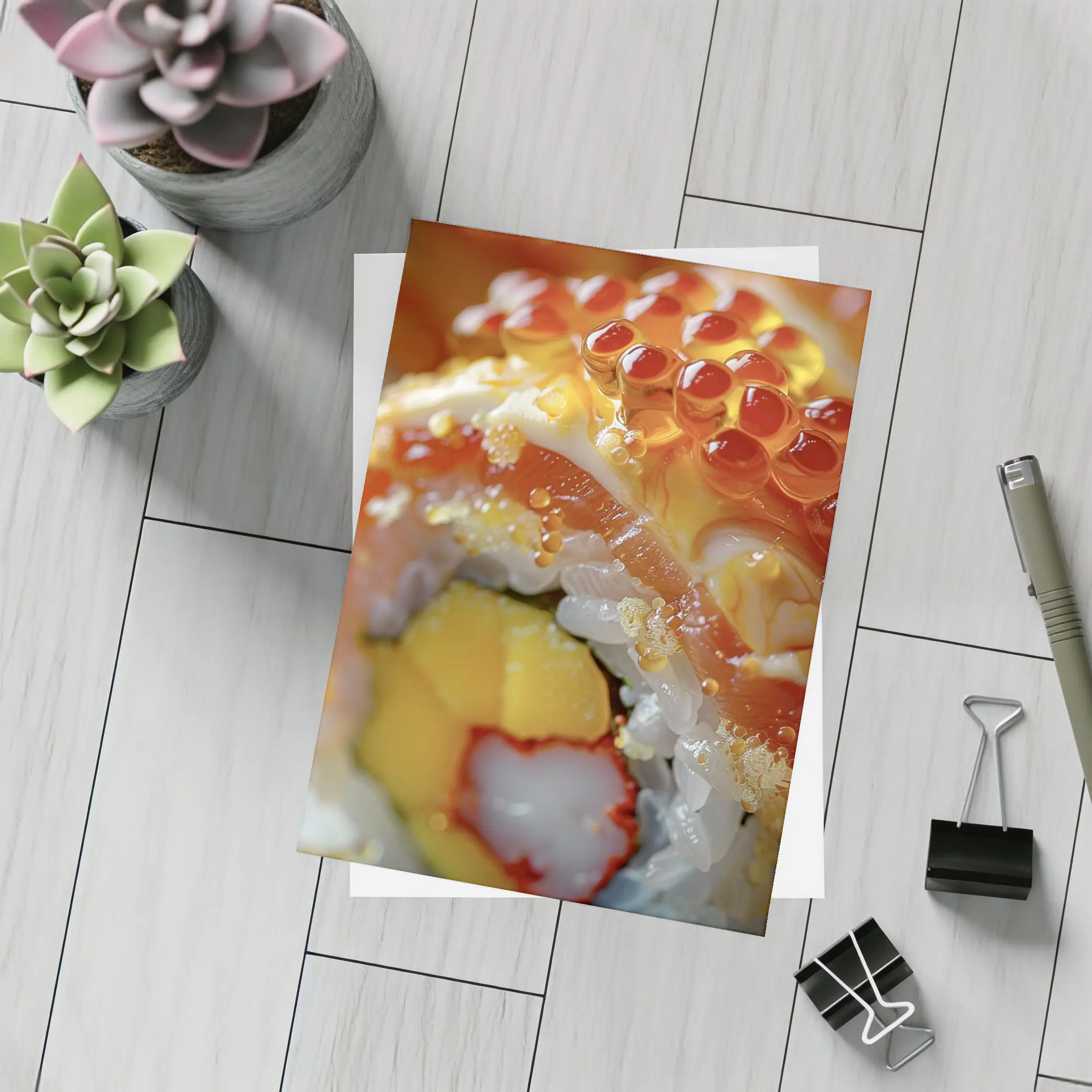 Close Up Sushi Roll With Salmon Roe – Postcards