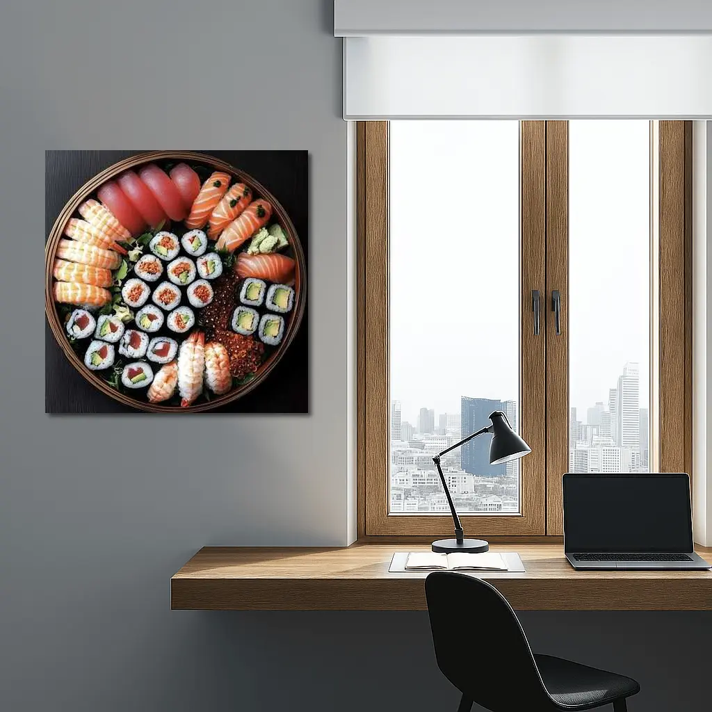 Sushi Platter Assortment on Dark Table – Wall Art