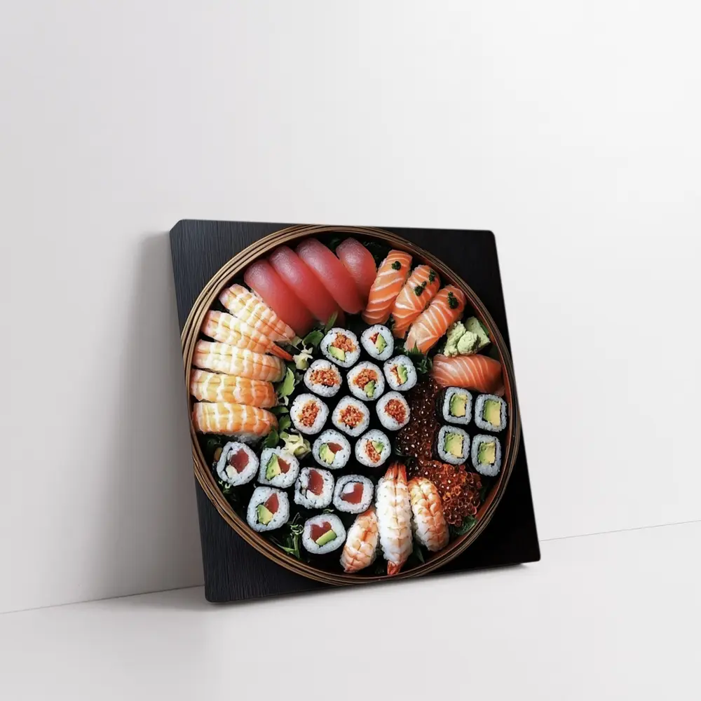Sushi Platter Assortment on Dark Table – Wall Art
