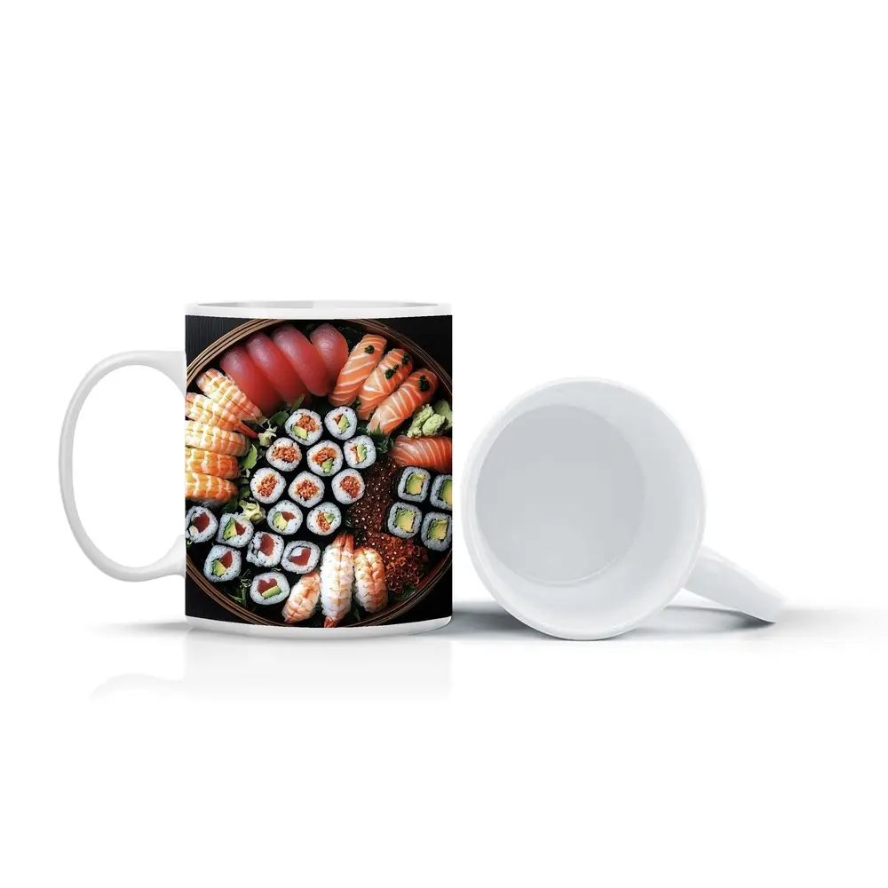 Sushi Platter Assortment on Dark Table – Mugs