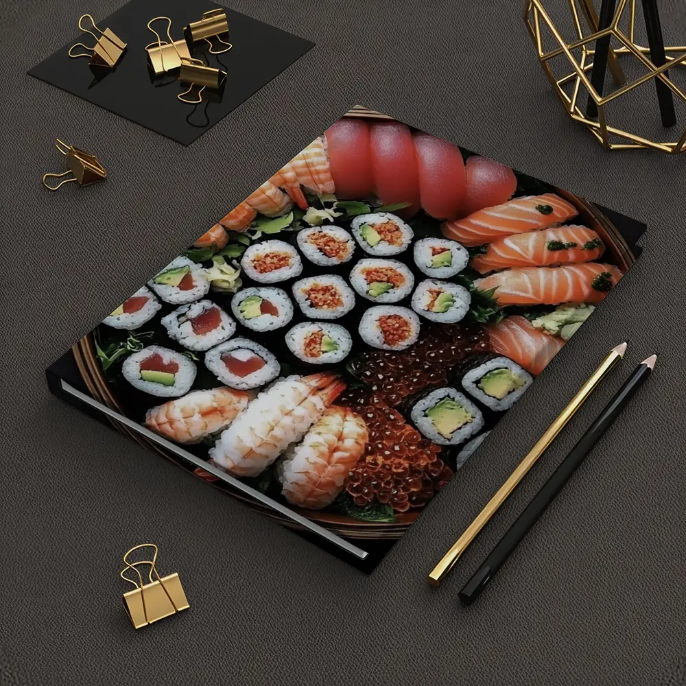 Sushi Platter Assortment on Dark Table – Notebooks