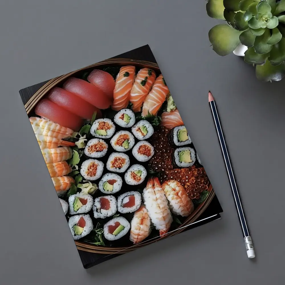 Sushi Platter Assortment on Dark Table – Notebooks