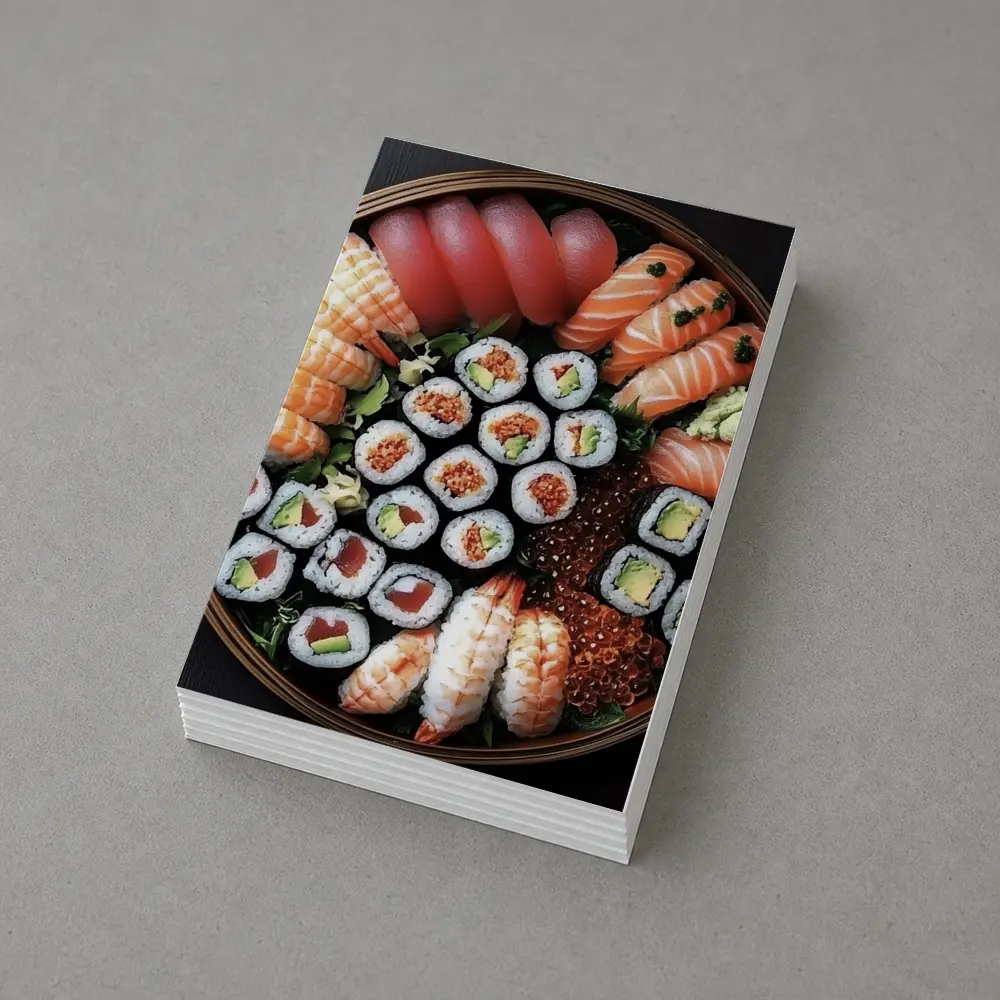 Sushi Platter Assortment on Dark Table – Postcards