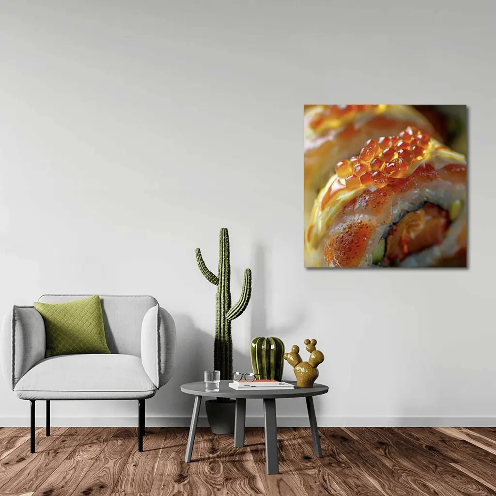 Salmon Sushi Roll With Ikura Caviar – Wall Art