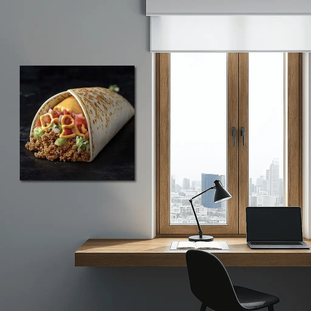 Beef Burrito With Cheese Tomato Dark Background – Wall Art