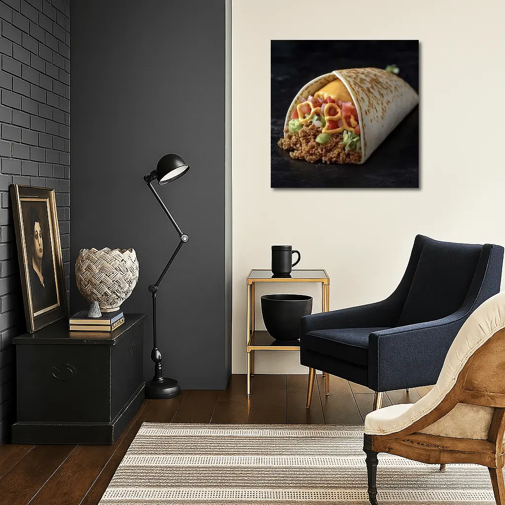 Beef Burrito With Cheese Tomato Dark Background – Wall Art