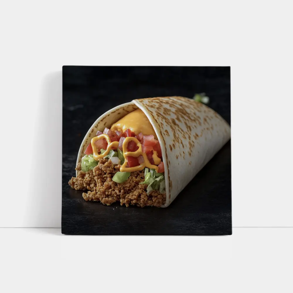 Beef Burrito With Cheese Tomato Dark Background – Wall Art