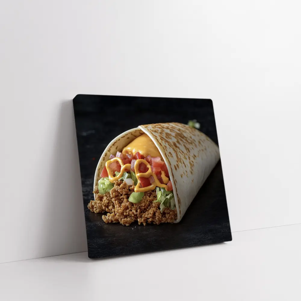 Beef Burrito With Cheese Tomato Dark Background – Wall Art