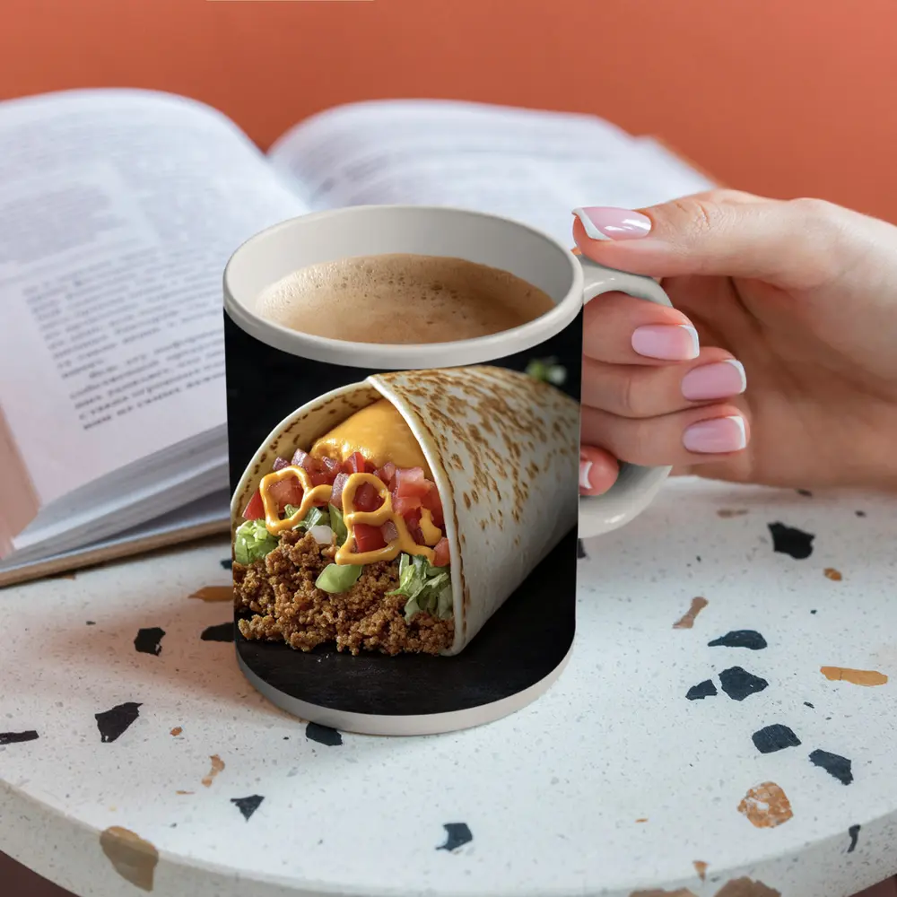 Beef Burrito With Cheese Tomato Dark Background – Mugs