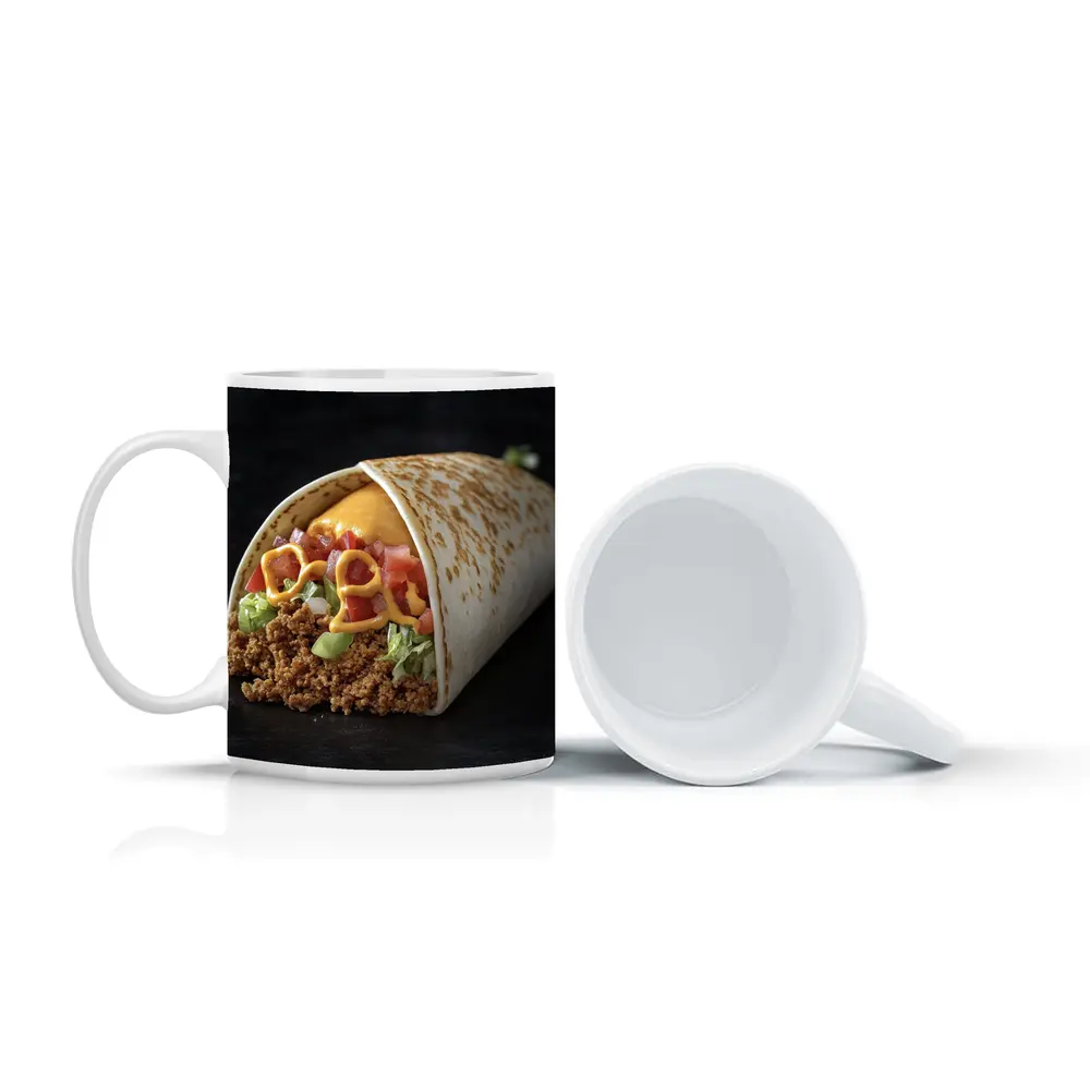 Beef Burrito With Cheese Tomato Dark Background – Mugs