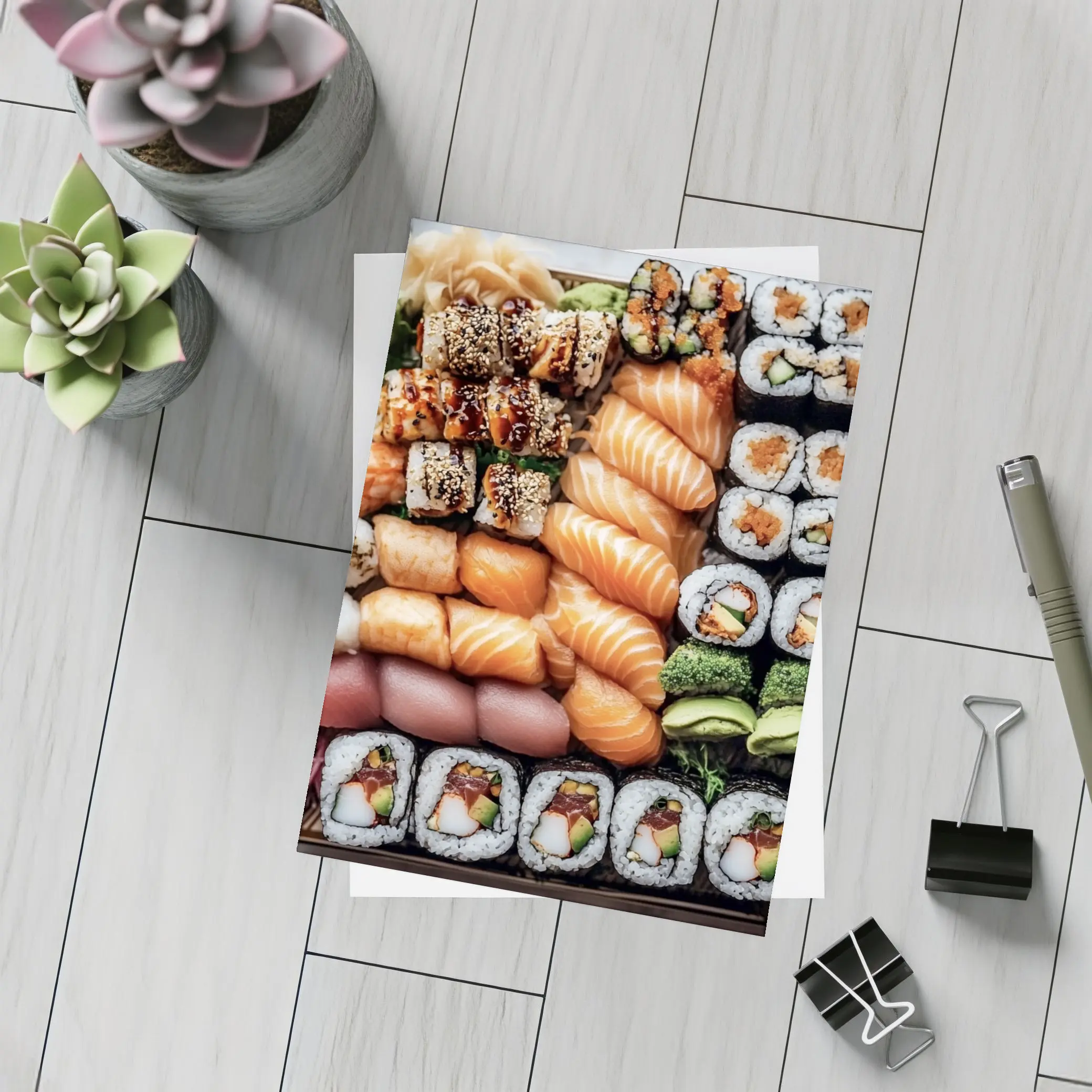 Sushi Platter Salmon Rolls Japanese Food – Postcards