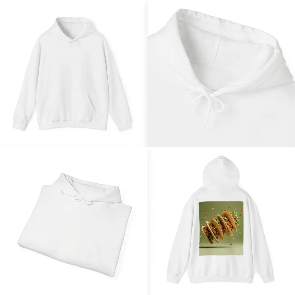 Flying Tacos With Colorful Toppings Green Background – Hoodies