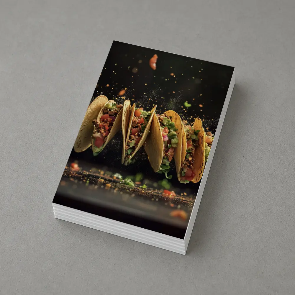 Flying Tacos Dark Background Food Art – Postcards