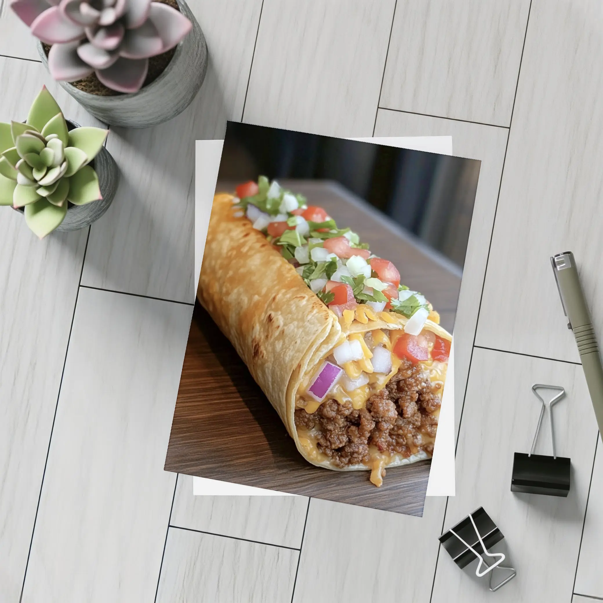 Loaded Beef Burrito Melted Cheese Toppings – Postcards