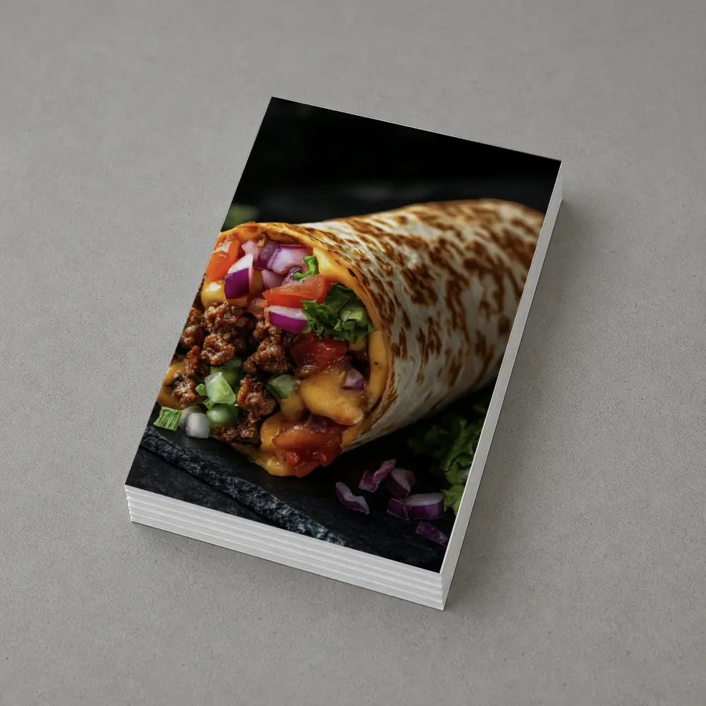 Loaded Beef Burrito Melted Cheese Dark Background – Postcards