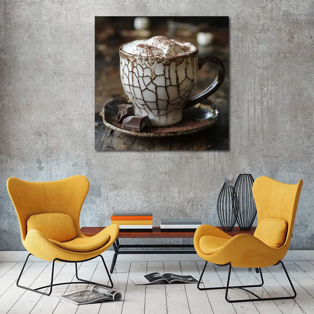 Hot Chocolate Marshmallows Rustic Ceramic Mug – Wall Art