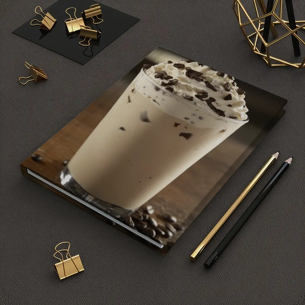 Iced Coffee Drink Whipped Cream Chocolate Wood – Notebooks