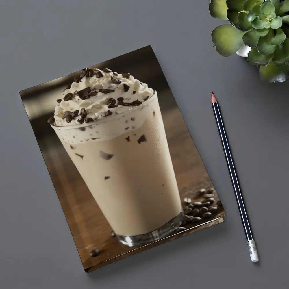 Iced Coffee Drink Whipped Cream Chocolate Wood – Notebooks