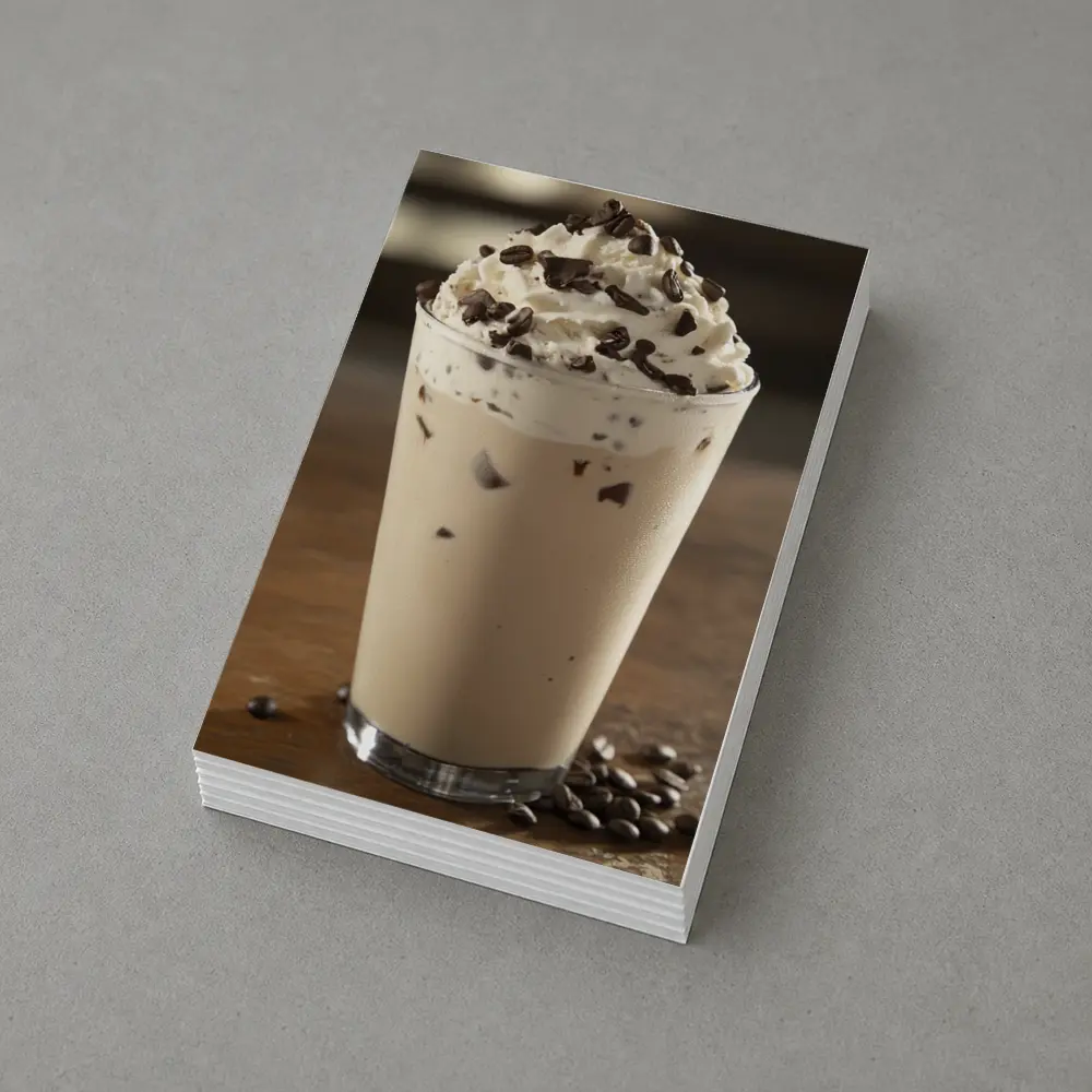 Iced Coffee Drink Whipped Cream Chocolate Wood – Postcards