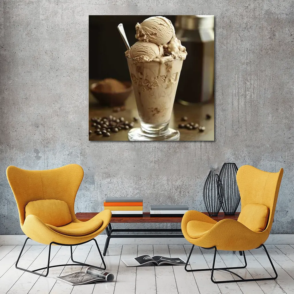 Coffee Ice Cream Glass With Coffee Beans – Wall Art