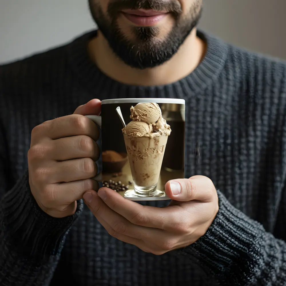 Coffee Ice Cream Glass With Coffee Beans – Mugs