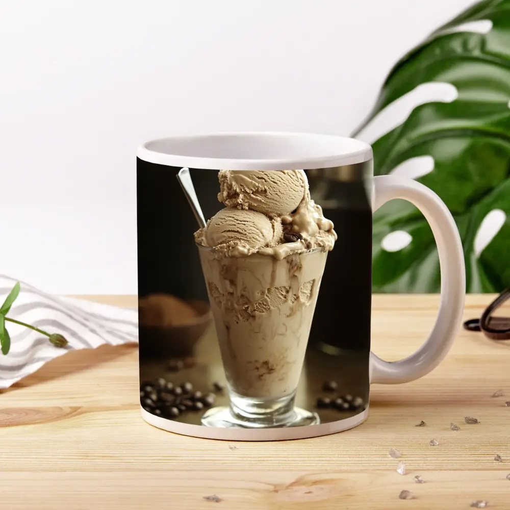 Coffee Ice Cream Glass With Coffee Beans – Mugs