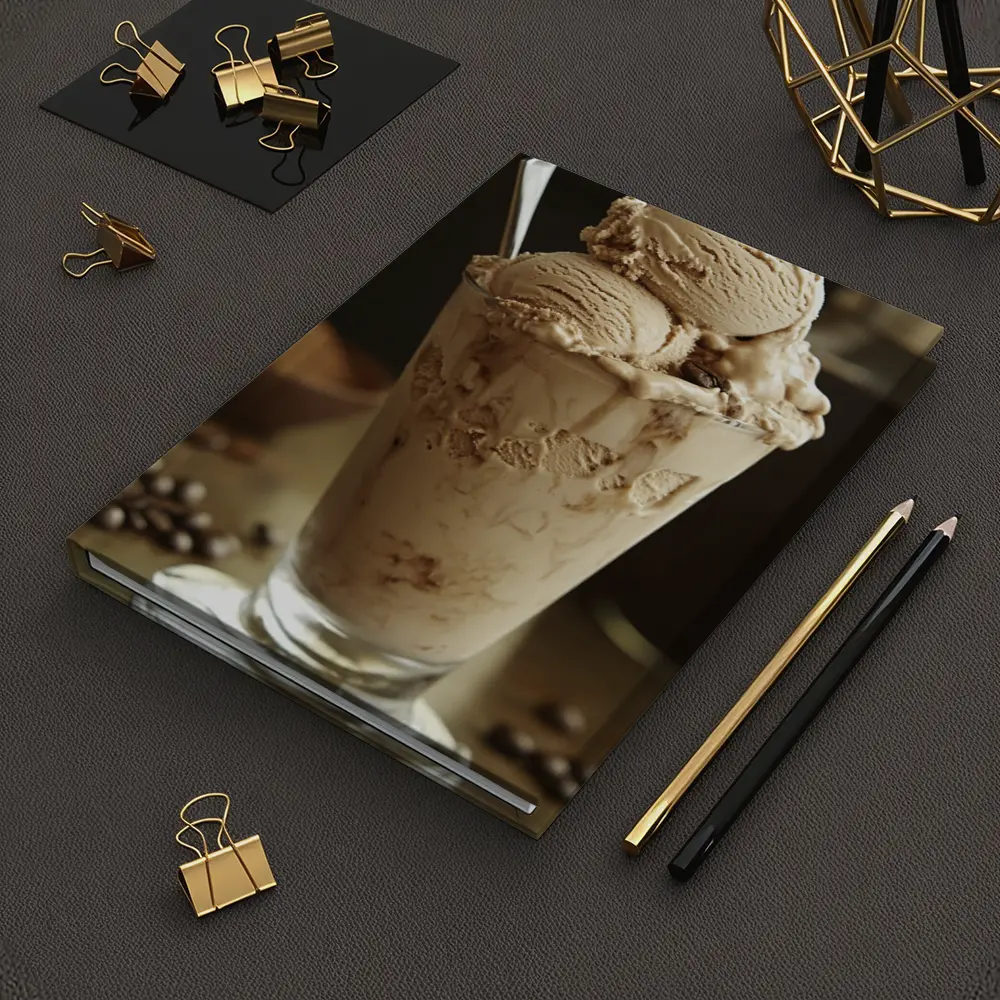 Coffee Ice Cream Glass With Coffee Beans – Notebooks