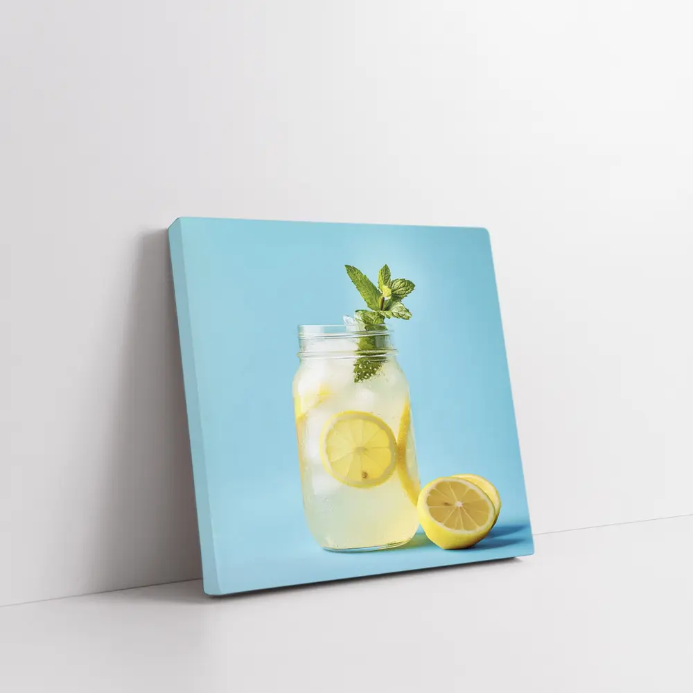 Lemonade Mason Jar Mint Blue Background – Wall Art
