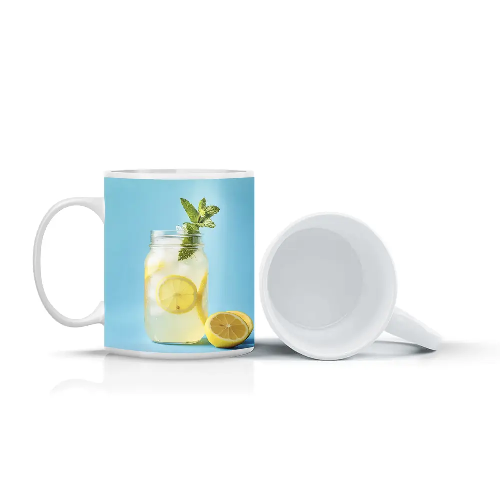 Lemonade Mason Jar Mint Blue Background – Mugs