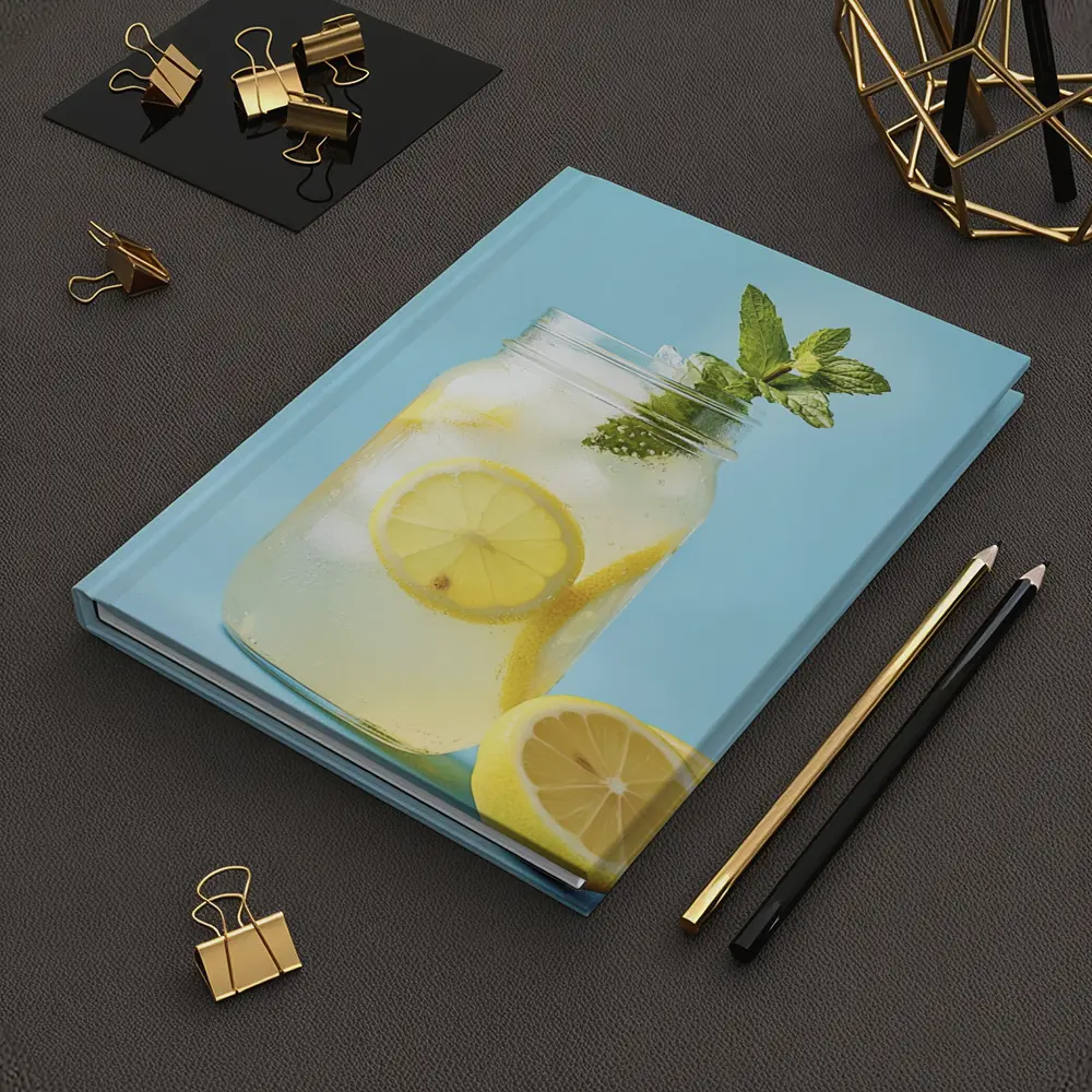 Lemonade Mason Jar Mint Blue Background – Notebooks
