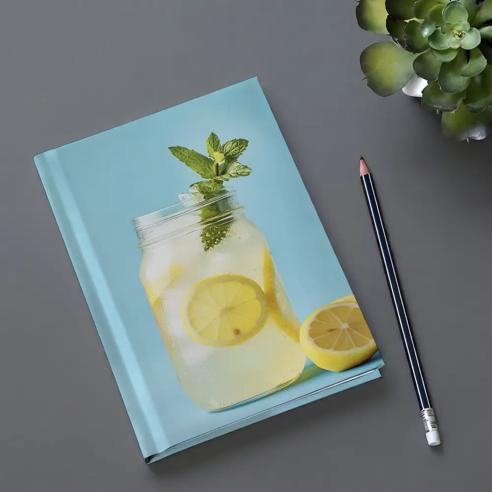 Lemonade Mason Jar Mint Blue Background – Notebooks