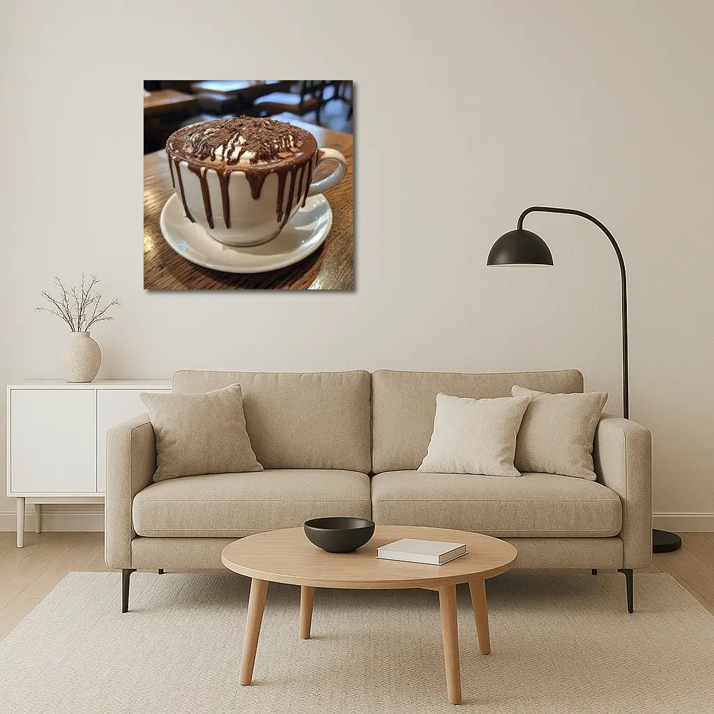Hot Chocolate Dripping Cup Cafe Setting – Wall Art