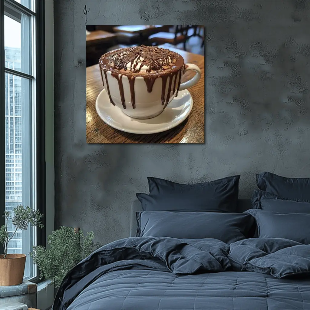 Hot Chocolate Dripping Cup Cafe Setting – Wall Art
