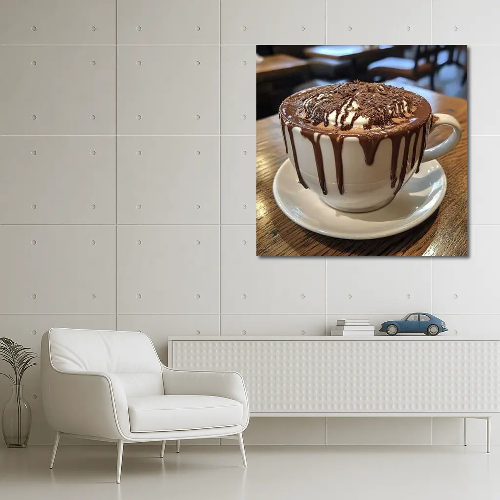 Hot Chocolate Dripping Cup Cafe Setting – Wall Art