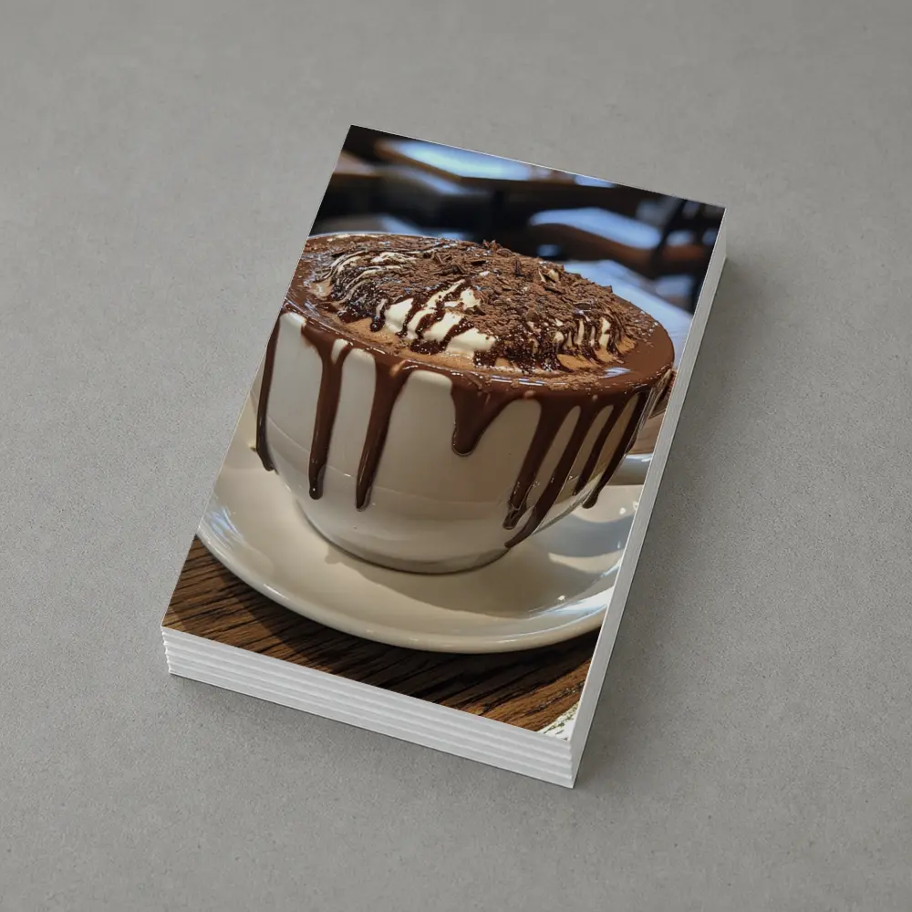 Hot Chocolate Dripping Cup Cafe Setting – Postcards